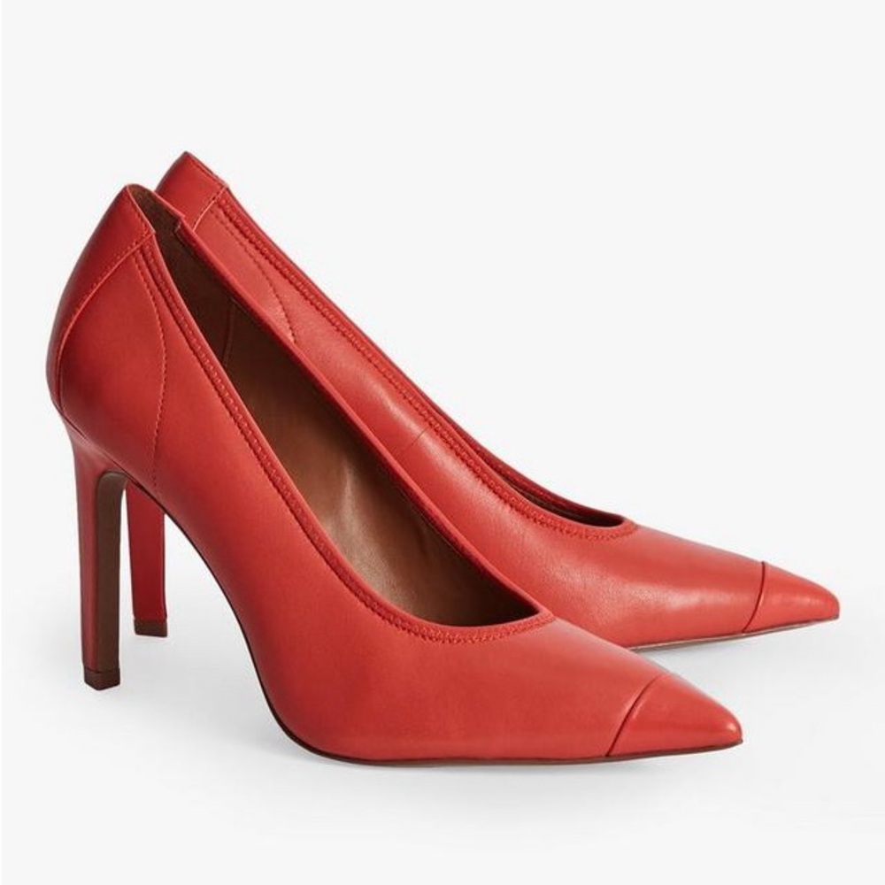 NEW! REISS London “Lowri” Red Leather Court Pumps Heels - Picture 2 of 16